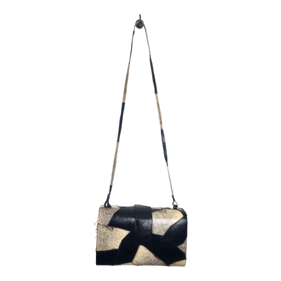 Vintage Genuine Frogskin Leather Hardshell Patchwork Shoulder Bag Purse - Picture 7 of 10